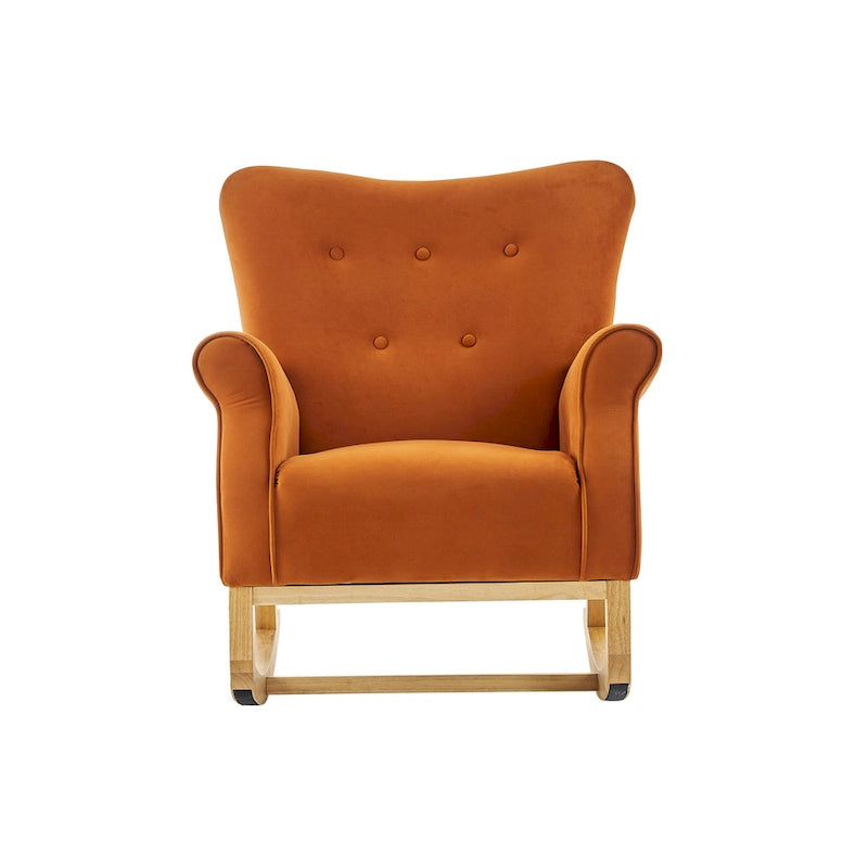 Fauteuil à bascule capitonné à dossier haut