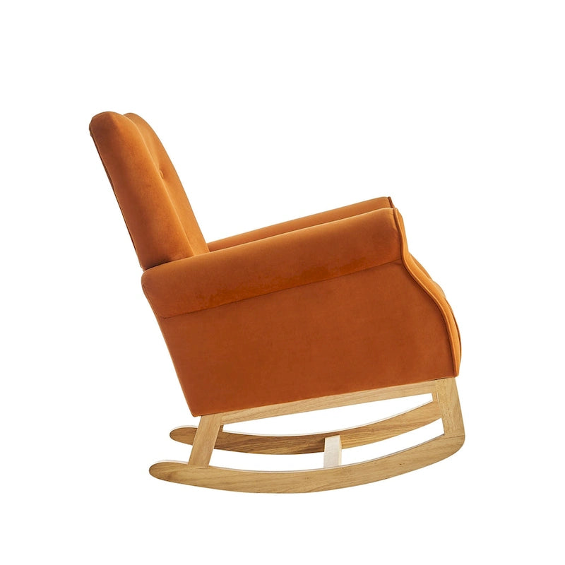 Fauteuil à bascule capitonné à dossier haut