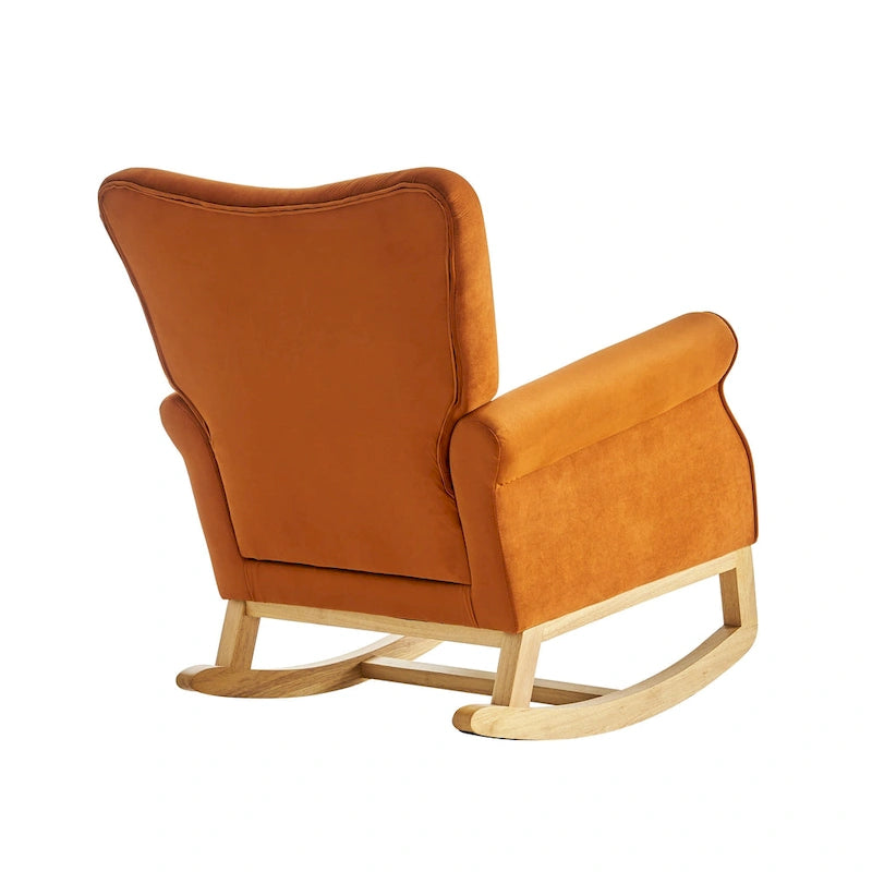 Fauteuil à bascule capitonné à dossier haut