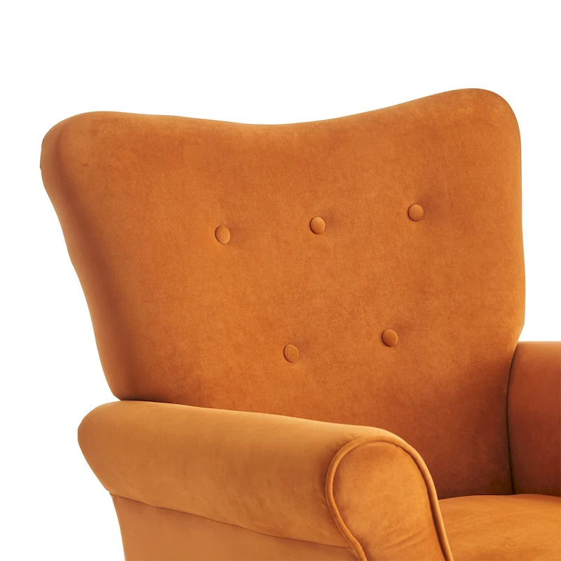 Fauteuil à bascule capitonné à dossier haut