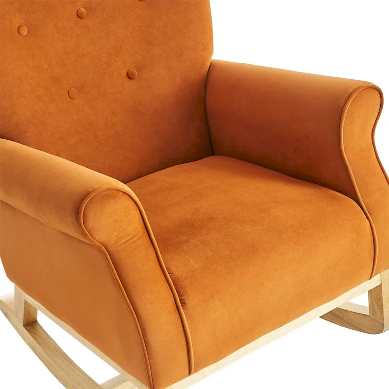 Fauteuil à bascule capitonné à dossier haut