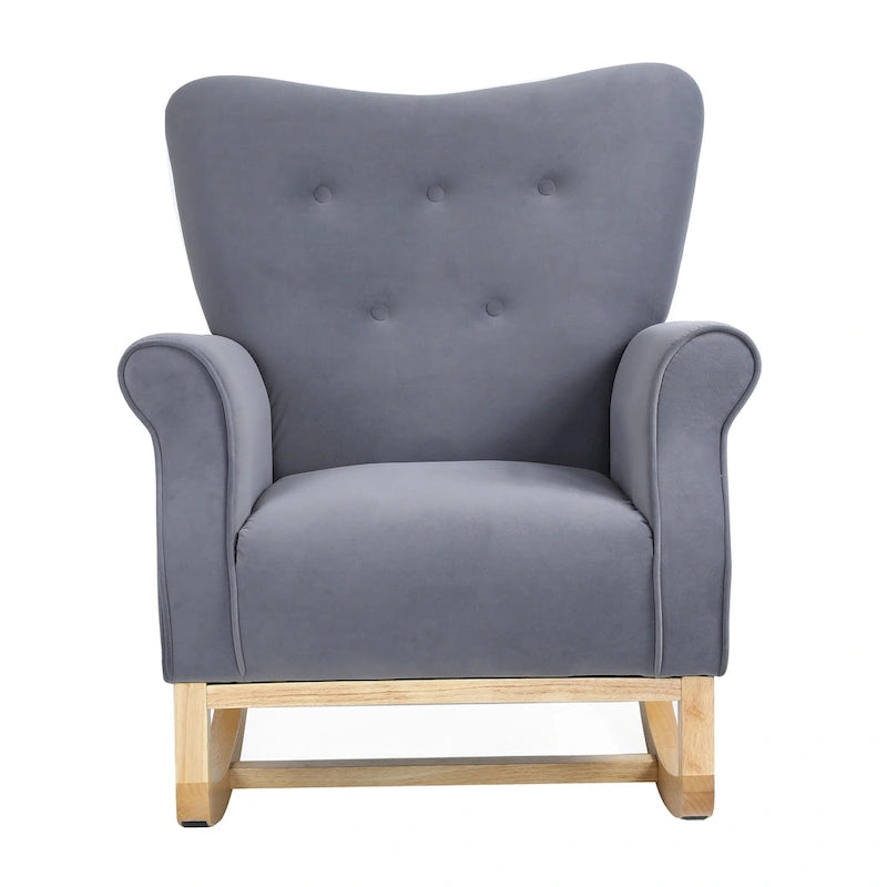 Fauteuil à bascule capitonné à dossier haut
