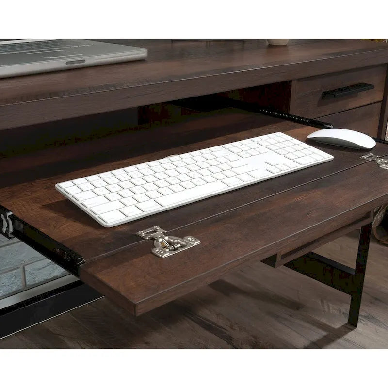 Bureau d'ordinateur rustique avec tiroirs et tablette pour clavier