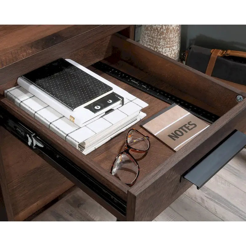 Bureau d'ordinateur rustique avec tiroirs et tablette pour clavier
