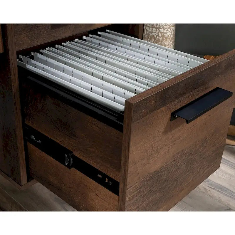 Bureau d'ordinateur rustique avec tiroirs et tablette pour clavier