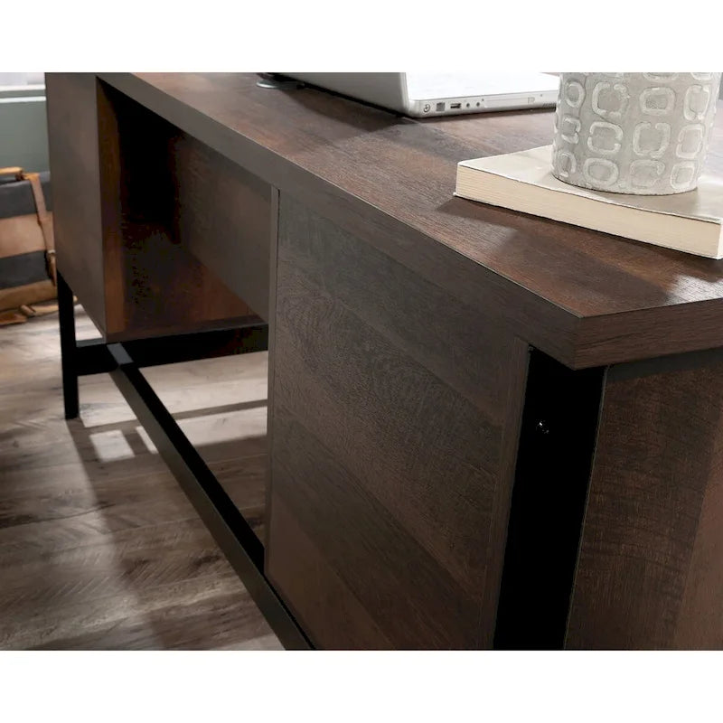 Bureau d'ordinateur rustique avec tiroirs et tablette pour clavier