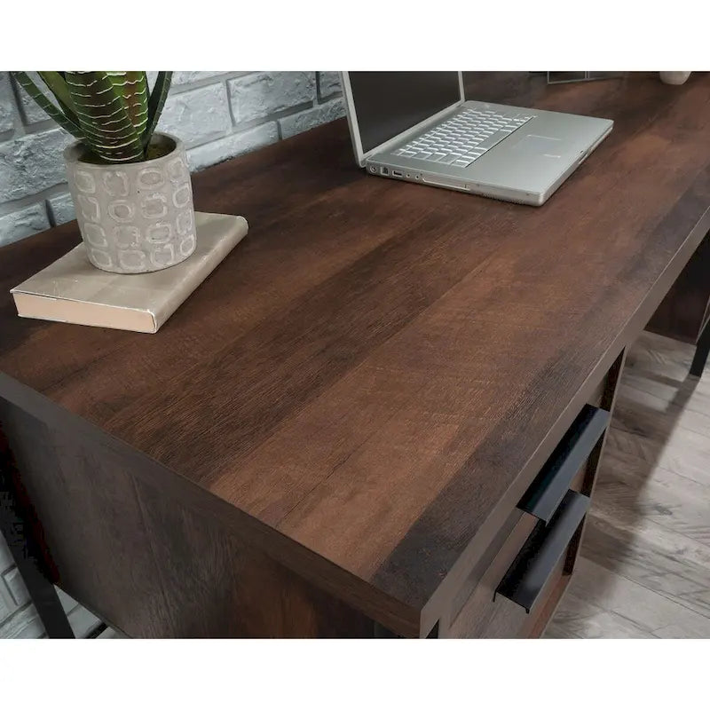 Bureau d'ordinateur rustique avec tiroirs et tablette pour clavier