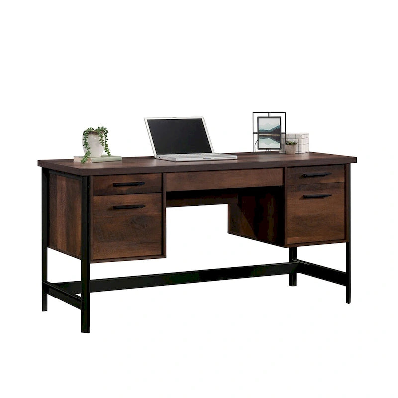 Bureau d'ordinateur rustique avec tiroirs et tablette pour clavier