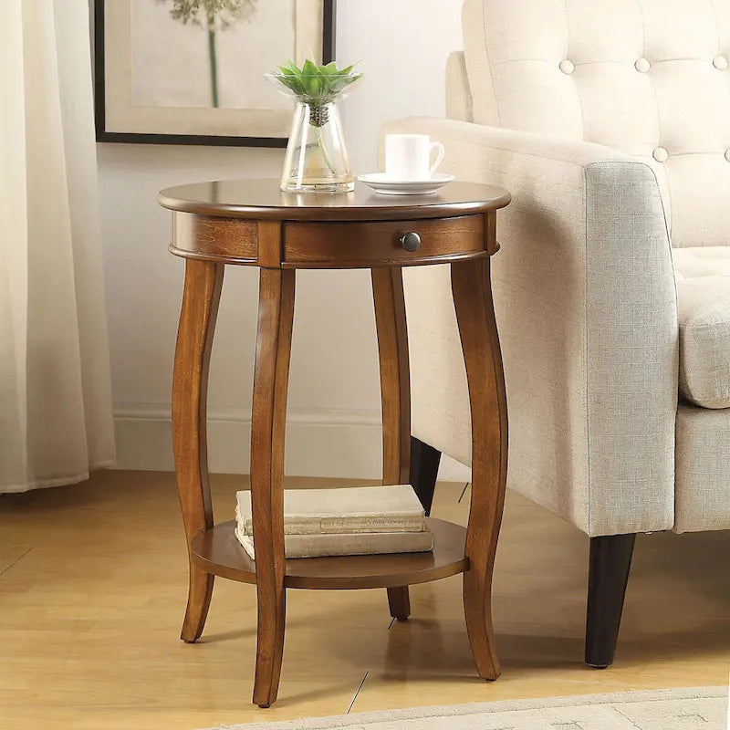 Table d'appoint noyer et noir — 18 po de diamètre x 24 po de hauteur