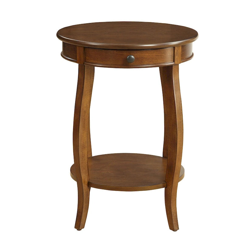Table d'appoint noyer et noir — 18 po de diamètre x 24 po de hauteur