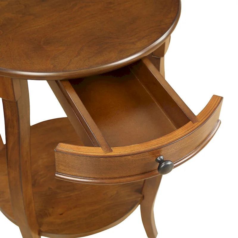 Table d'appoint noyer et noir — 18 po de diamètre x 24 po de hauteur