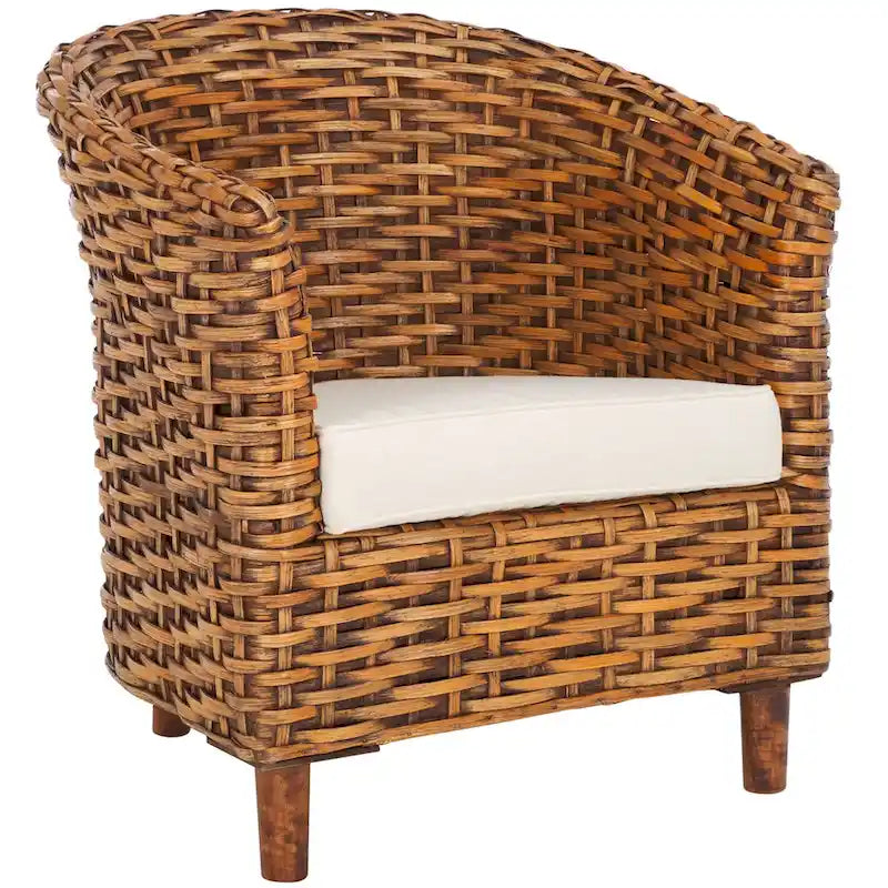 Fauteuil tonneau en rotin – 29 po L x 27 po P x 33 po H